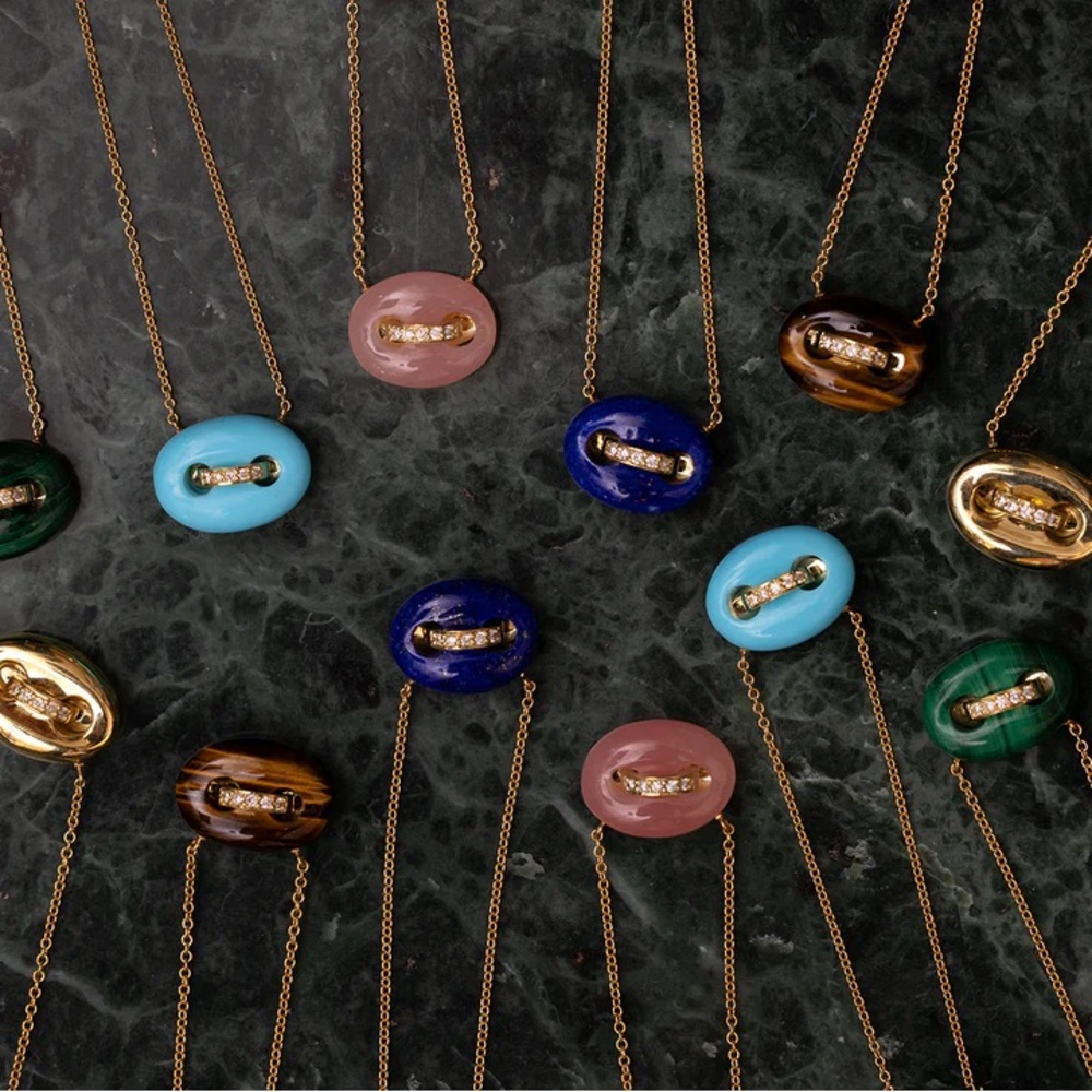 Elegant Multi-Color Mini Mariner Stone Pendant Necklace